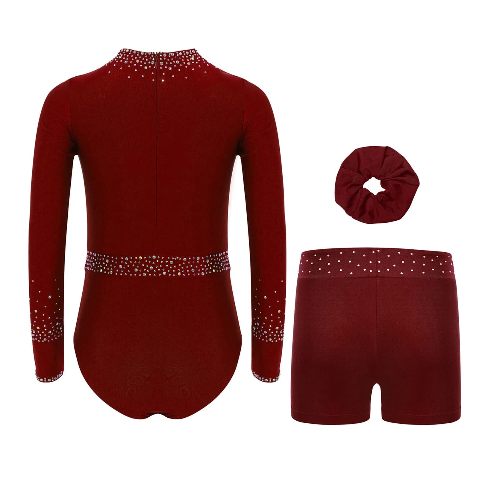 Body per ginnastica ritmica per ragazze per bambini Strass lucidi Pattinaggio di figura Dancewear Body per danza classica in rete trasparente con canotta