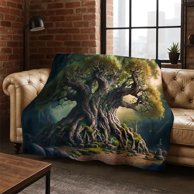 Albero della Vita, mitologia nordica, Yggdrasil, natura, cartone animato, coperta in flanella, morbida coperta per camera da letto, soggiorno, letto, viaggio, bambino
