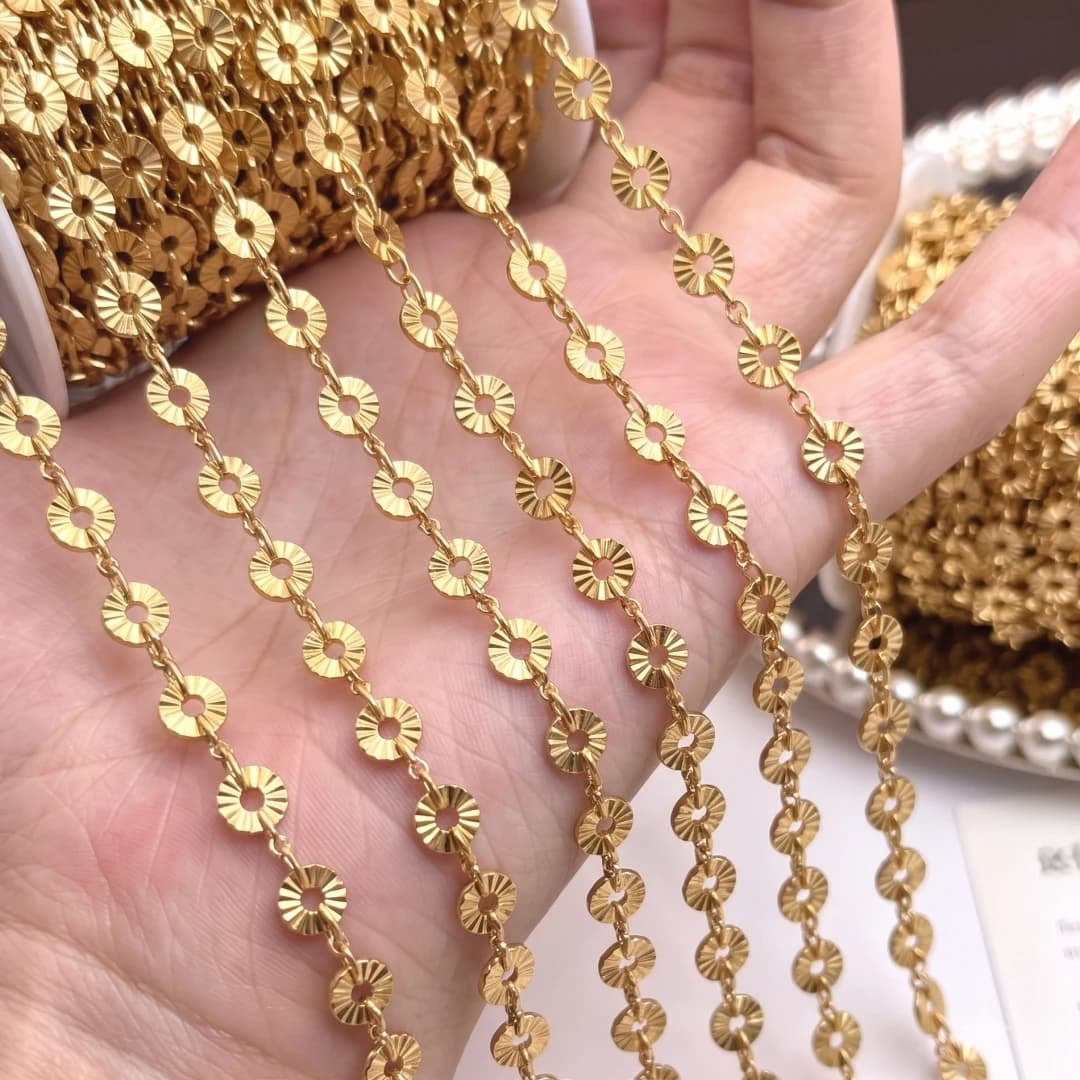 1Meter Gold Plated Stainless Steel Chain for Jewelry Making Flower Link Chains for Crafts Findings Necklace Bracelet Accessories