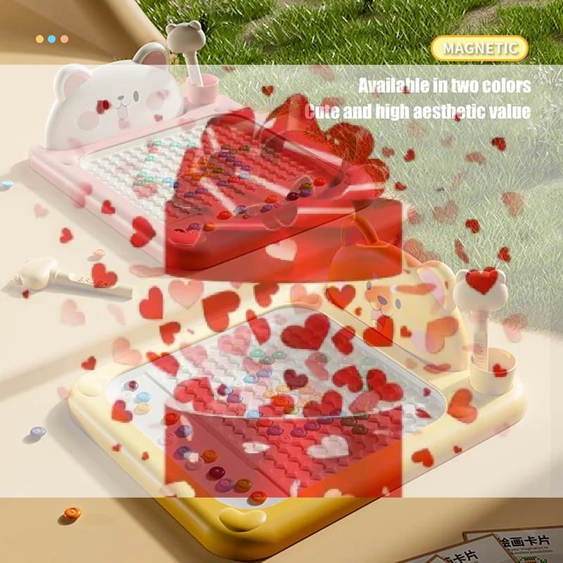 【BS】1 set di giocattoli educativi per bambini, divertente lavagna da disegno con penna magnetica, con perline magnetiche e penna magnetica