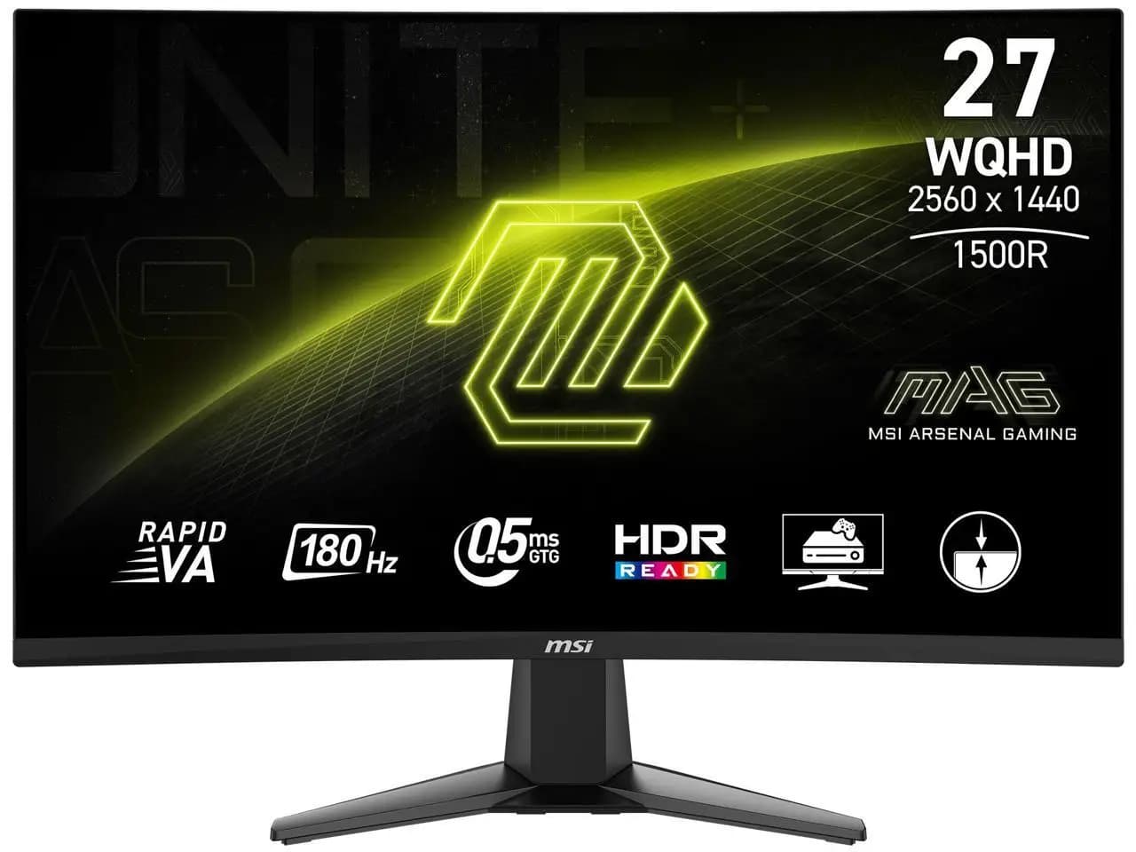 MSI 27" QHD 2K 1440P 180Hz with AMD FreeSync Sync 0.5ms HDR Ready support VRR Ai Vision Less Blue Light Anti-Flicker Curved Gaming Computer Monitor MAG 27CQ6F
