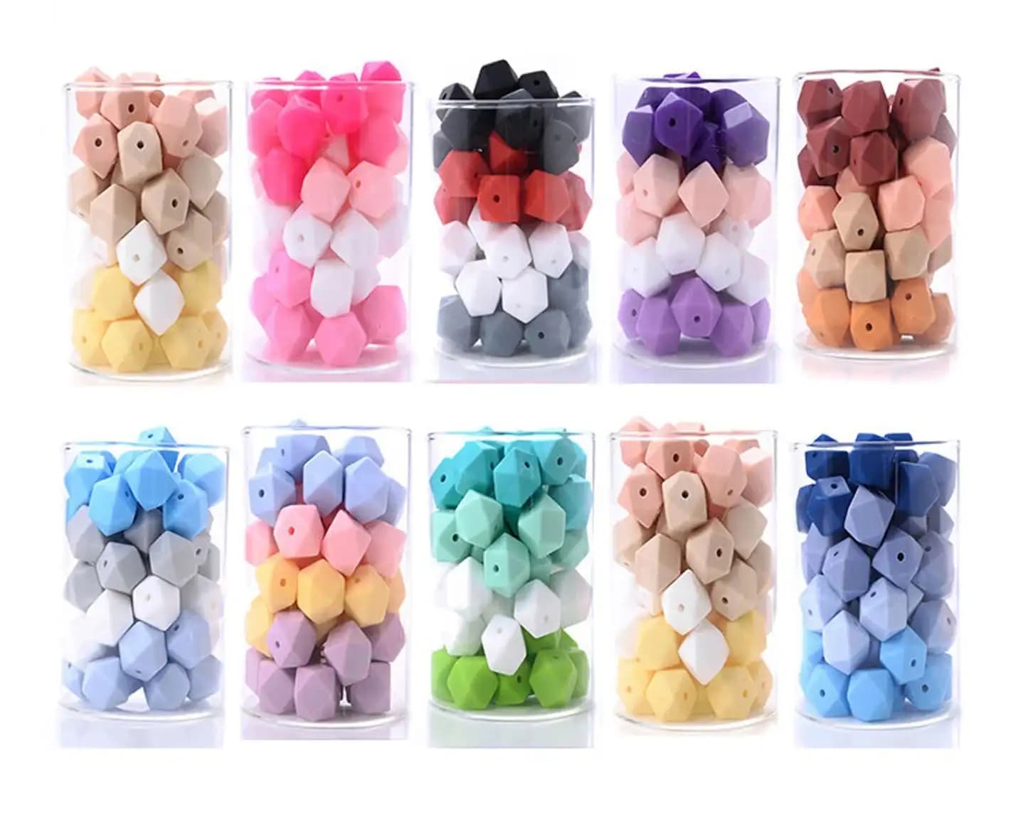 100Pcs Silicone Beads teether 17mm Silicone Geometric Hexagon Bead for Teething Making Necklace Bracelet Jewelry Art Crafts