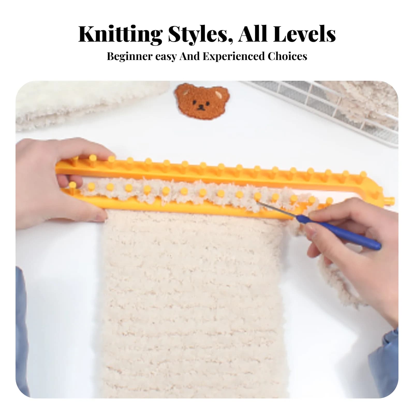 Kit for Fai-da-Te Scarf, Coral Pile Yarn, Hand Made Gift