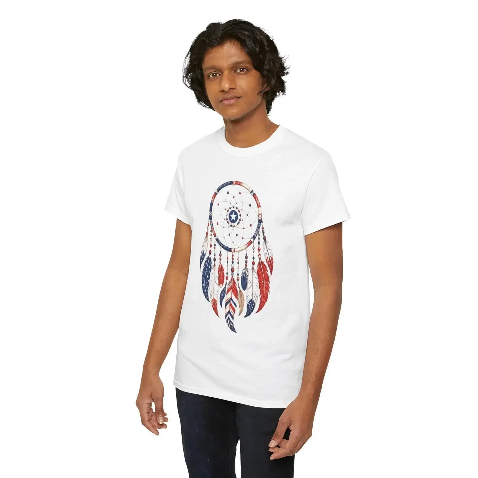 Patriotic Dreamcatcher T Shirt American Flag Feather vintage Washed graphic Soft Unisex Stylish Versatile Casual