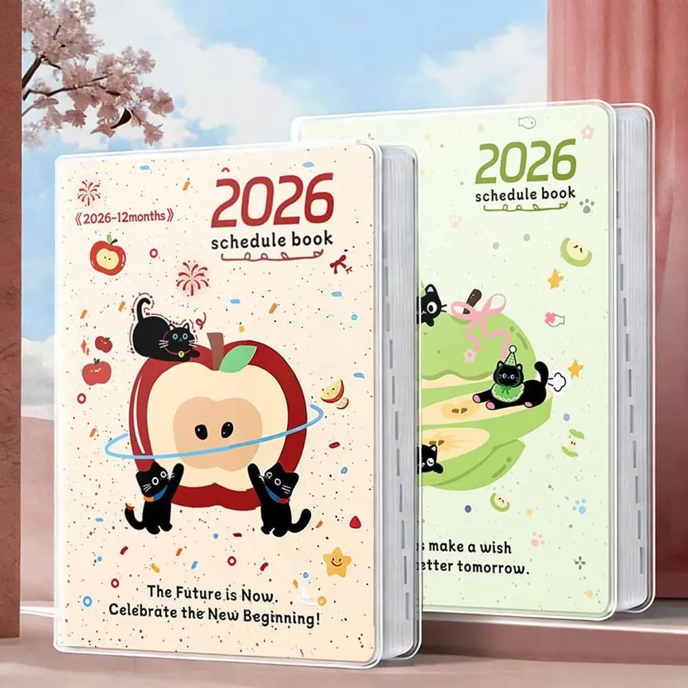 Quaderni A5 Fruit Kitten 2026, Agenda Portatile per Efficienza Temporale, Pagine Spesse, Pianificatore Giornaliero, Forniture per Scuola e Ufficio