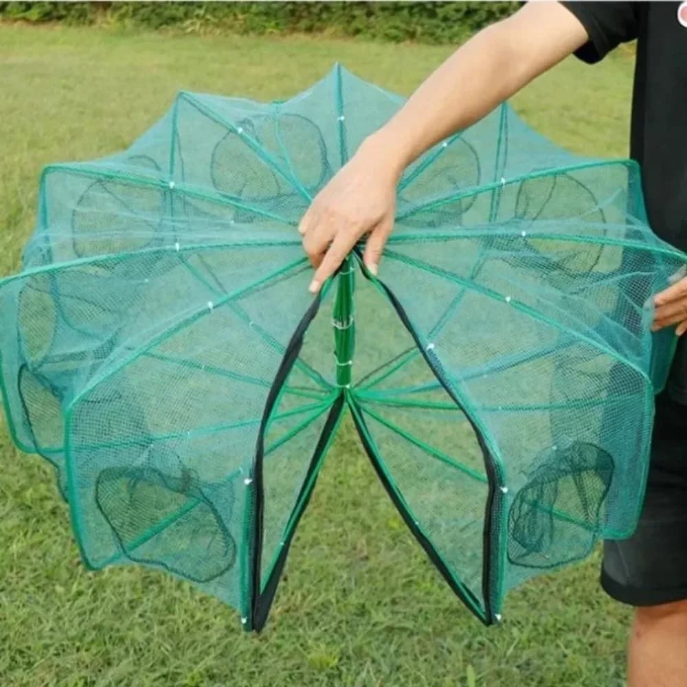 Durable Foldable Fishing Net 40~82cm 6/8/10 Holes Hexagon Octagon Net Green Nylon Crayfish Shrimp Catcher