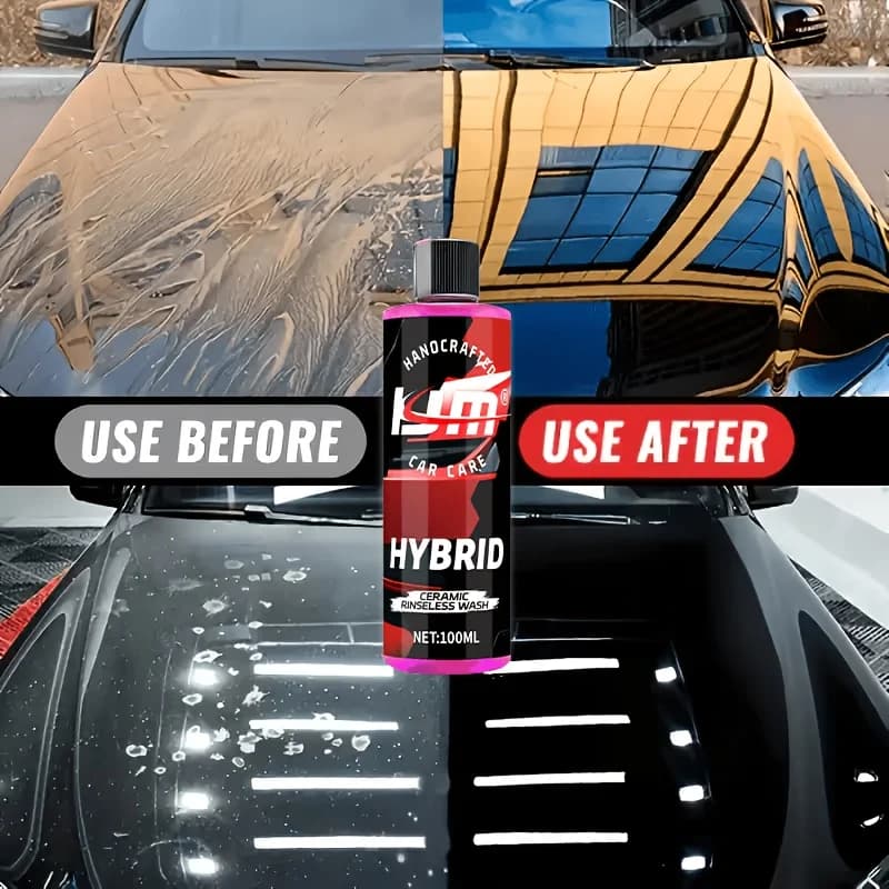 Shampoo Ibrido Ceramico Senza Risciacquo per Auto, Detergente Senza Acqua a Schiuma Ricca, Pulizia Auto Senza Aloni per la Cura della Vernice 100ml