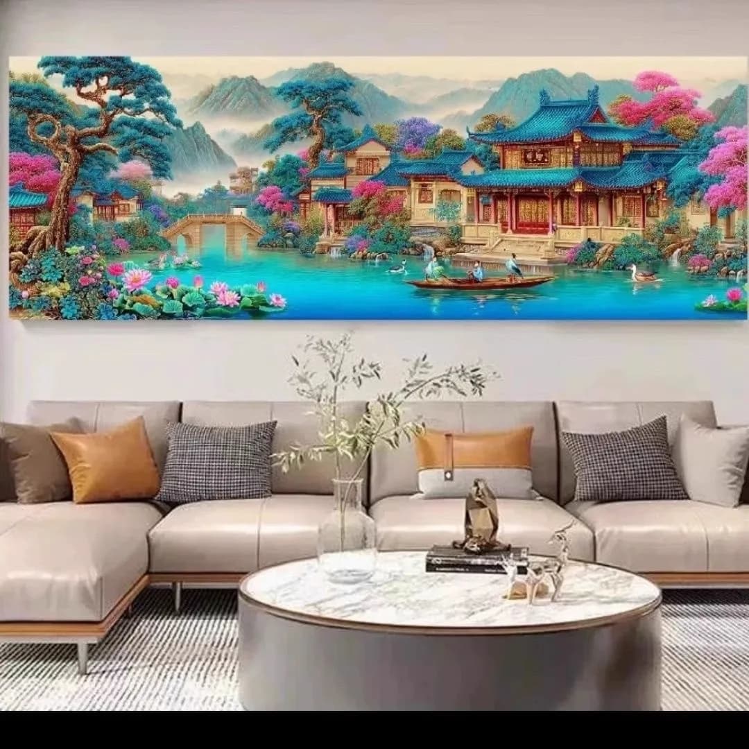 9ct 180X75 CM Jiangnan Bellissimo Paesaggio Ricamo FAI DA TE Stile Cinese Kit Stampato Punto Croce Set di Cucito Complementi Arredo Casa Artigianato