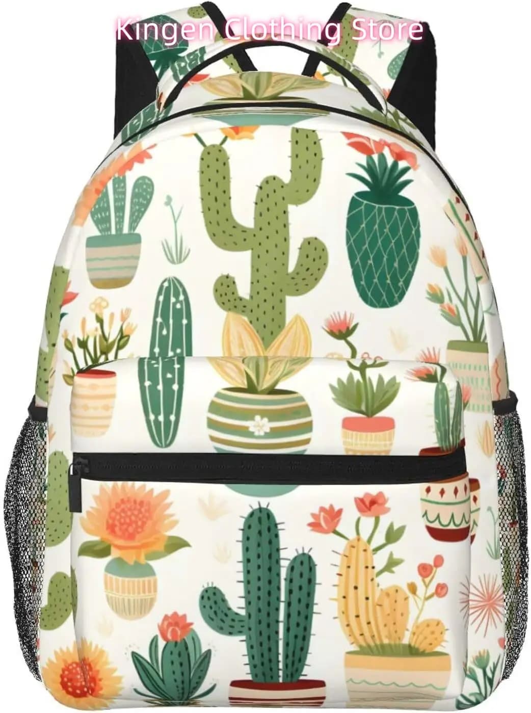 laptop bag for return to school Light laptop backpack with cute cartoon Cactus Casual travel backpack light unisex