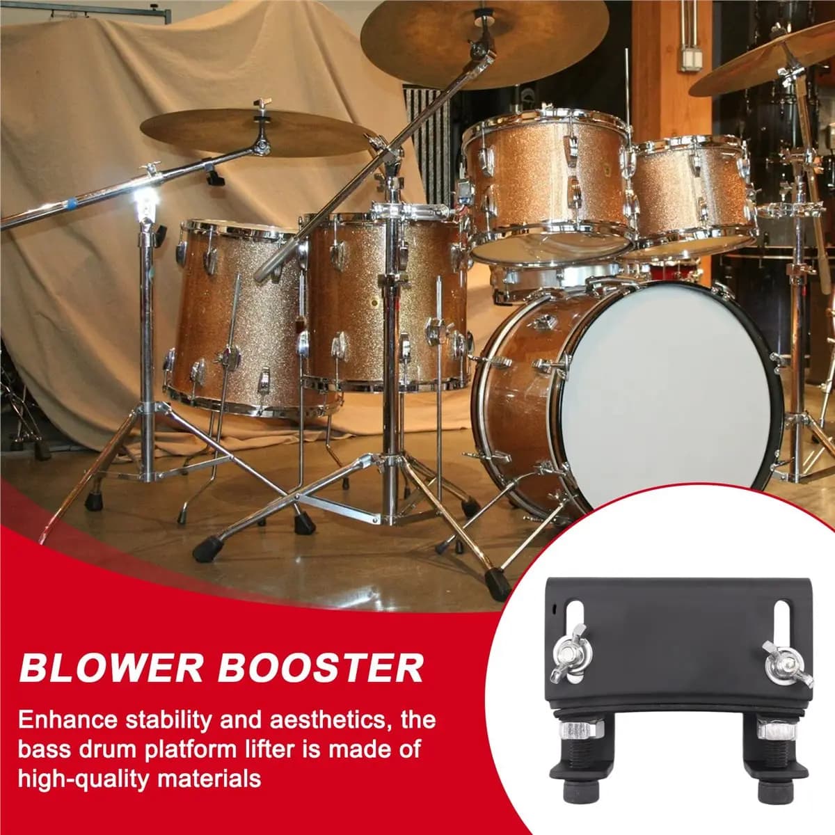 ABPP Drum Booster: Supporto Elettrico per Pedali e Piattaforma per Batteria Elettronica (Nero)