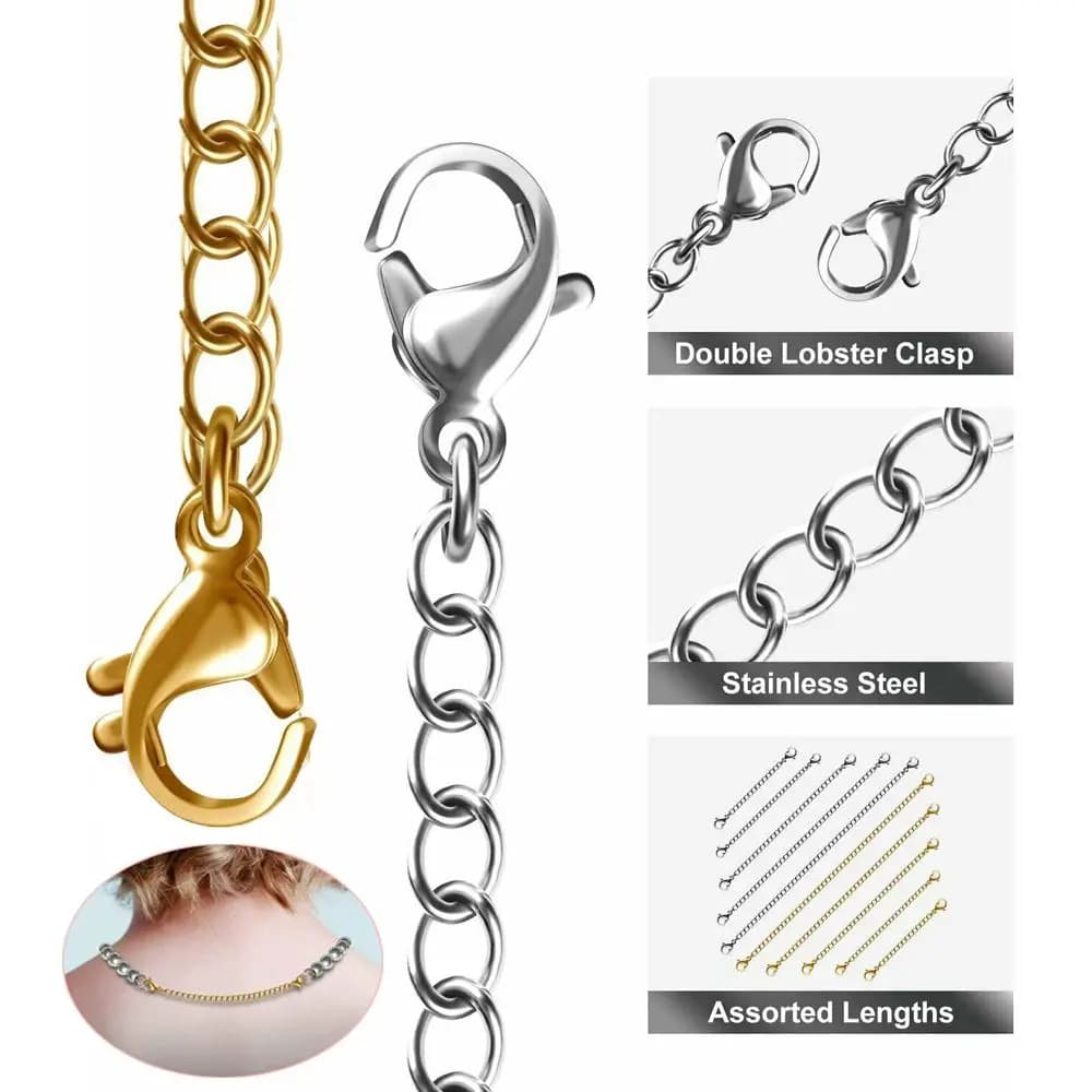 Jewelry Findings & Components 3'' Extender /Safety Chain Extender Jewelry Accessories DIY Bracelet Lobster lock