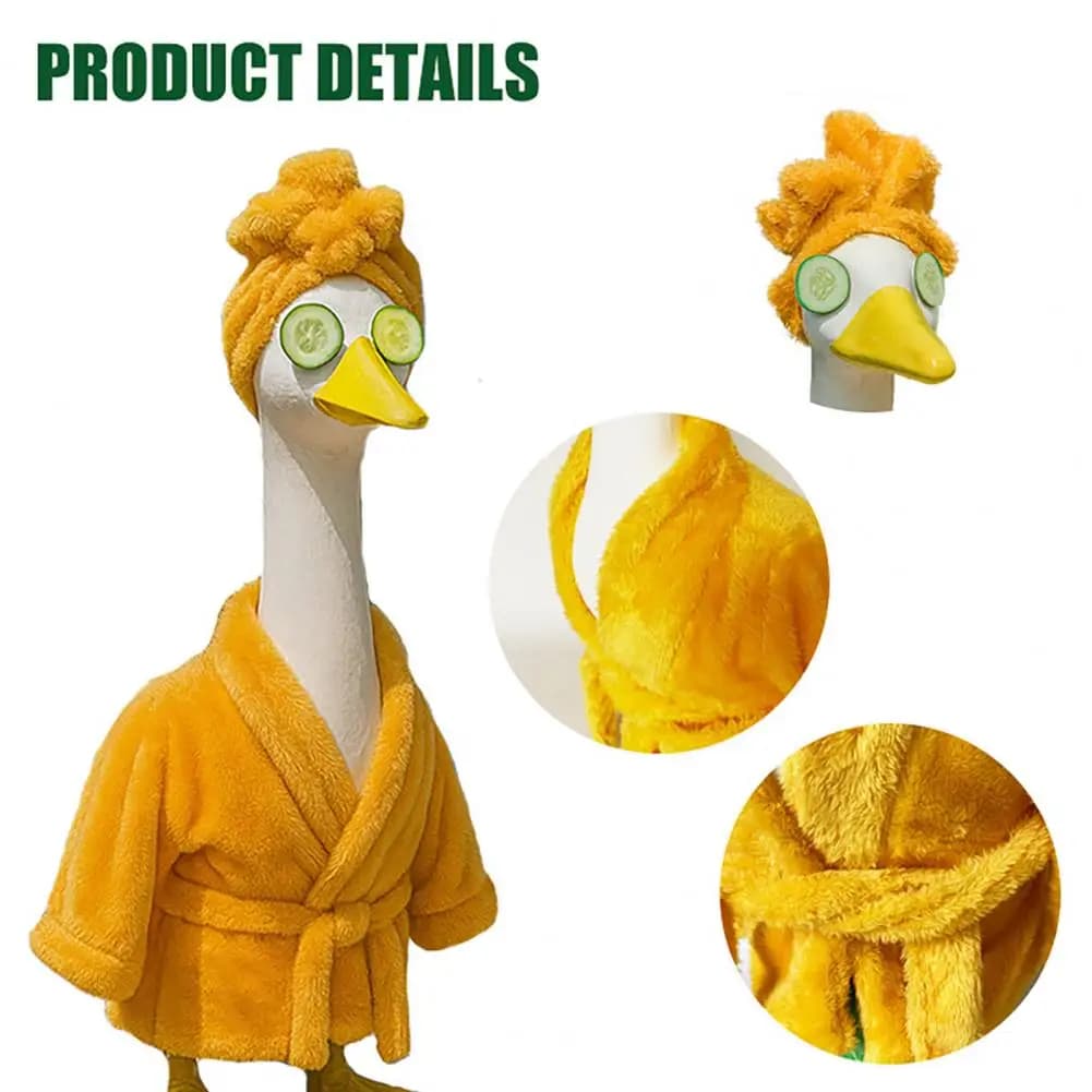 Lady Porch Goose Outfit Porch Goose Bathroom Costume Porch Goose Lady Outfit Bathrobe with Cucumber Slices Shower Cap Plastic