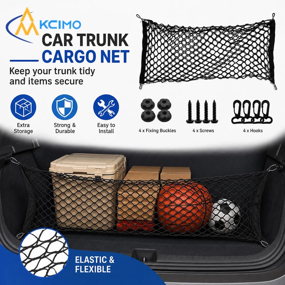 Car Boot Rear Trunk Elastic Cargo Storage Net Pocket Mesh Luggage Fixing Organizer Prevent Sundries Shifting Auto Interior Parts