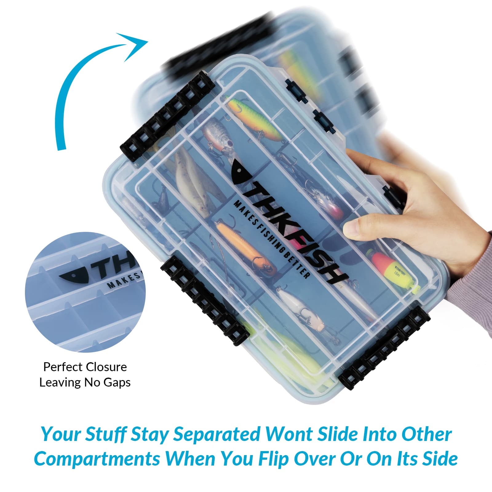 THKFISH Fishing Tackle Box Plastic Fishing Lures Baits Storage Case Waterproof Removable Floats Spoons Container Boxes
