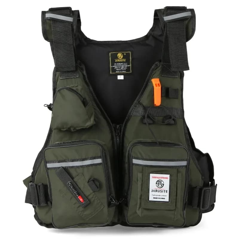 Giubbotto di salvataggio professionale da uomo Tuta di galleggiamento Gilet da pesca portatile Multi-tasche Gilet regolabile da pesca in mare impermeabile 2025Nuovo