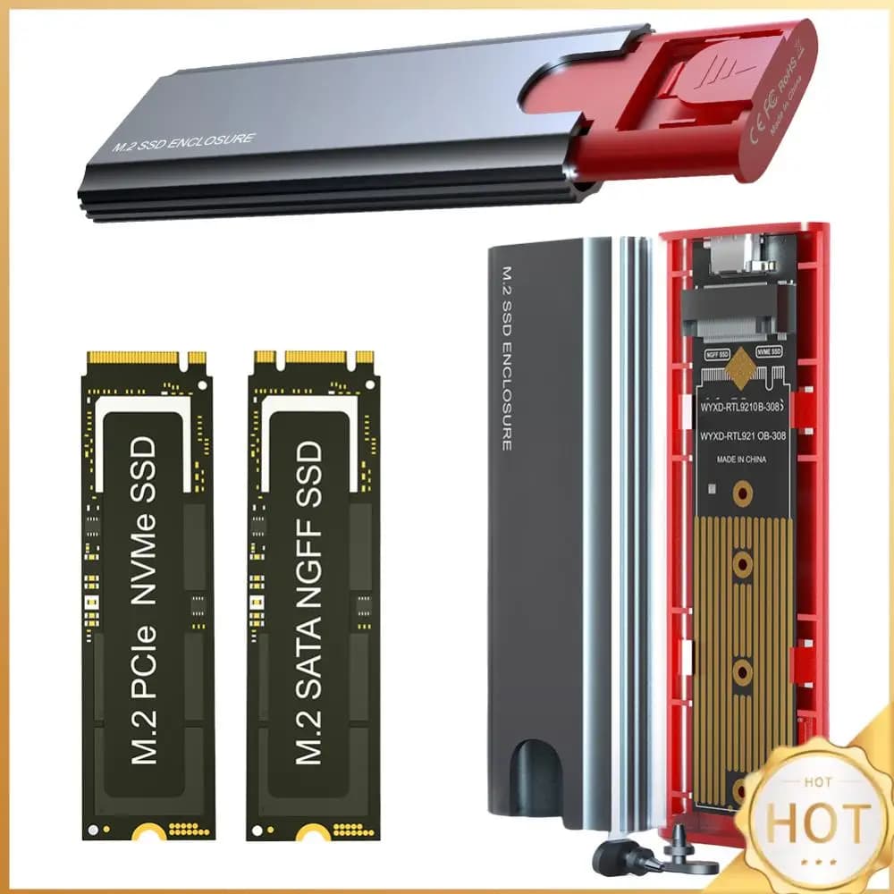 Box esterno USB 3.1 Gen2 per SSD M.2 NGFF NVMe, custodia per disco rigido da 10 Gbps per SSD NVMe/SATA 2242/2260/2280