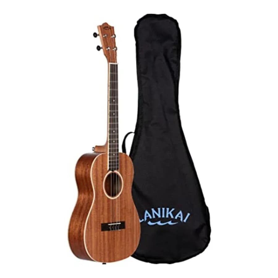 Baritone ukulele for performance and practice, Techwood fingerboard, natural wood color, lightweight and durable with included