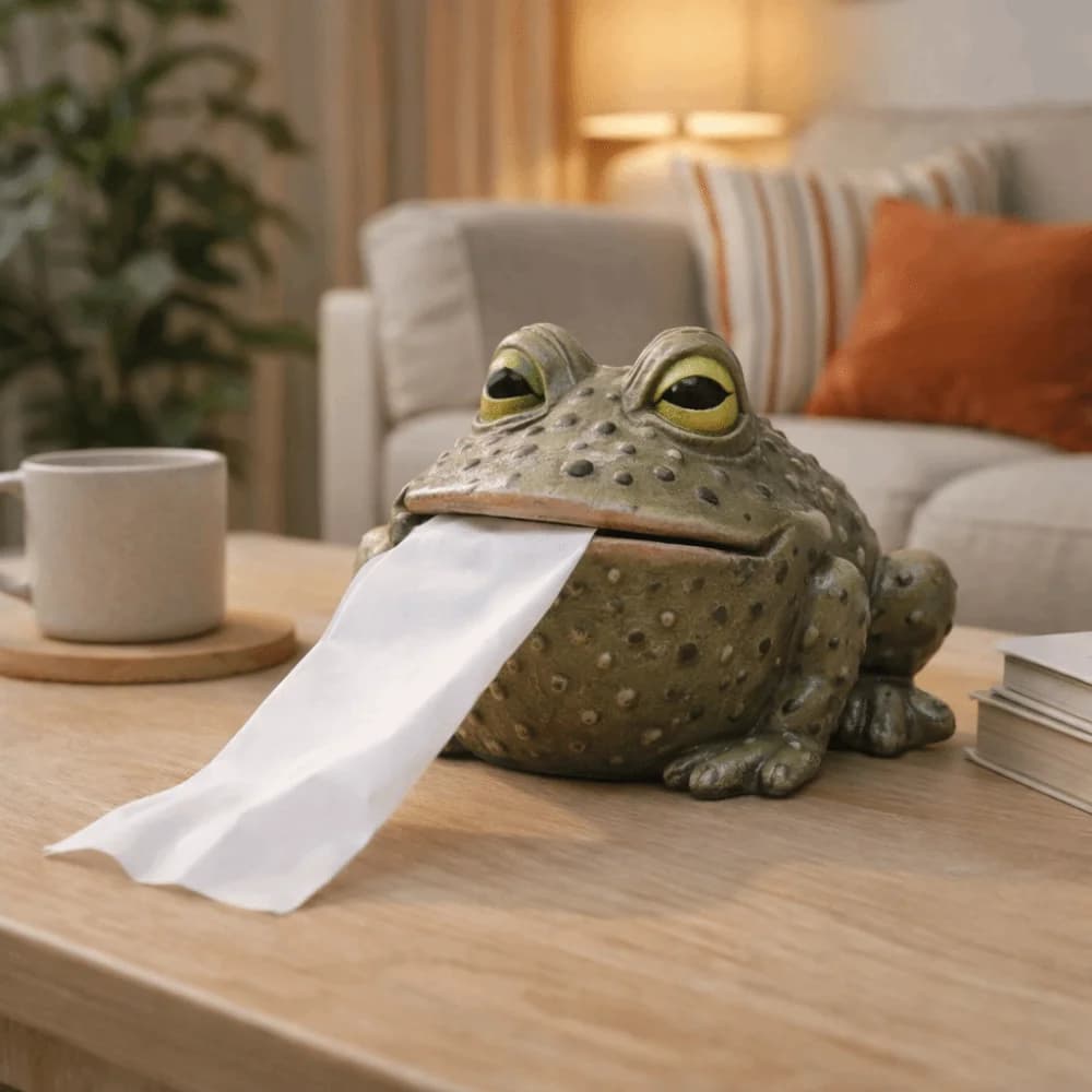 Lovely Funny Toad Tissue Holder 3D Model Resin Toilet Paper Holder Decorative Ornaments Frog Tissue Box Bathroom