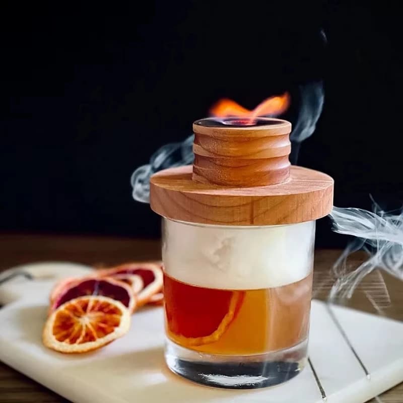 SmokeTop Kit per affumicatore da cocktail Fumatore per bevande da camino vecchio stile per cocktail Whisky e Bourbon con stampo per ghiaccio