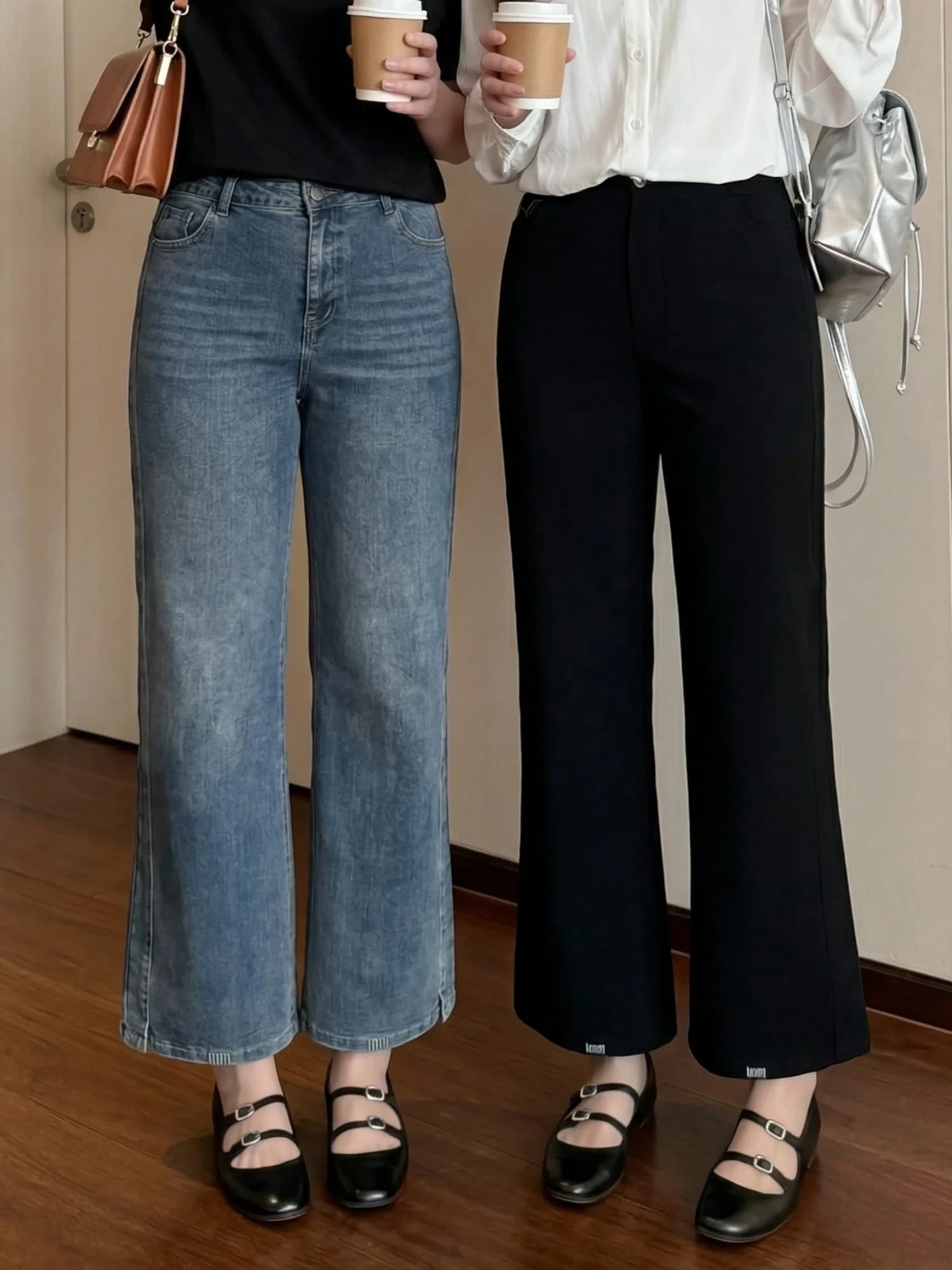 Jeans a tubo da donna taglie forti, primaverili, con elastico in vita, effetto snellente, micro svasati, a vita alta, in misto cotone, a gamba dritta