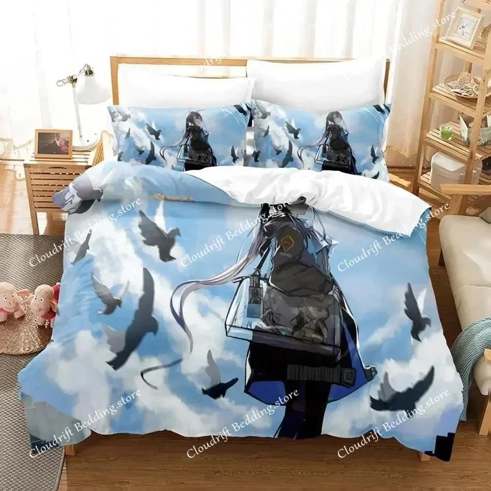 Set di Biancheria da Letto Kawaii Anime Arknights, Misure Singolo, Matrimoniale, Queen, King, Set Copripiumino per Adulti e Bambini, Set Lenzuola 3D