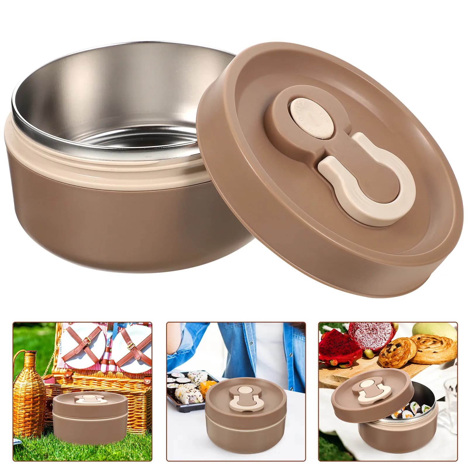 Contenitore Bento Premium Multi-Griglia Portatile per Alimenti, a Prova di Perdite, Stile Giapponese, Riutilizzabile per Frutta e Snack