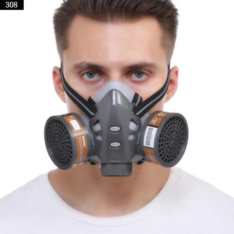 Maschera Antigas Integrale con Occhiali di Sicurezza per Verniciatura a Spruzzo, Prodotti Chimici, Pesticidi, Decorazione, Formaldeide, Antipolvere con Filtro
