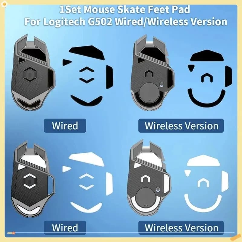 Set di pattini per mouse 2-in-1 ICE Version e nastro antiscivolo per Logitech G502 Hero (con filo/senza filo) – Set da gioco liscio e resistente all'usura