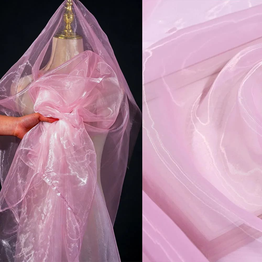 100x150cm Sheer Organza Gauze Fabric Glossy Soft Textile for DIY Veil Scarf Blouse Evening Gown Home Event Decoration Wholesale