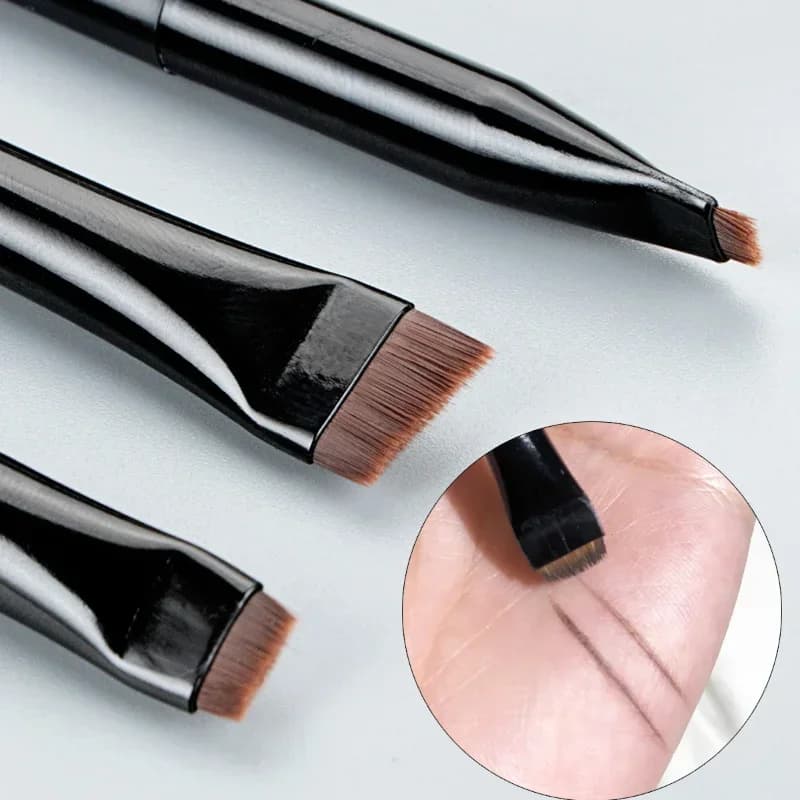 Set di 3 Pennelli per Eyeliner e Sopracciglia, Pennello Piatto Portatile per Contorno Occhi, Strumenti per Trucco