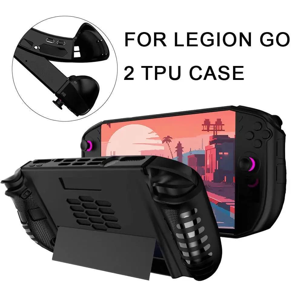 Custodia protettiva morbida in TPU Legion Go 2 - Cover per console di gioco con impugnatura antigraffio e impugnatura ergonomica con cavalletto