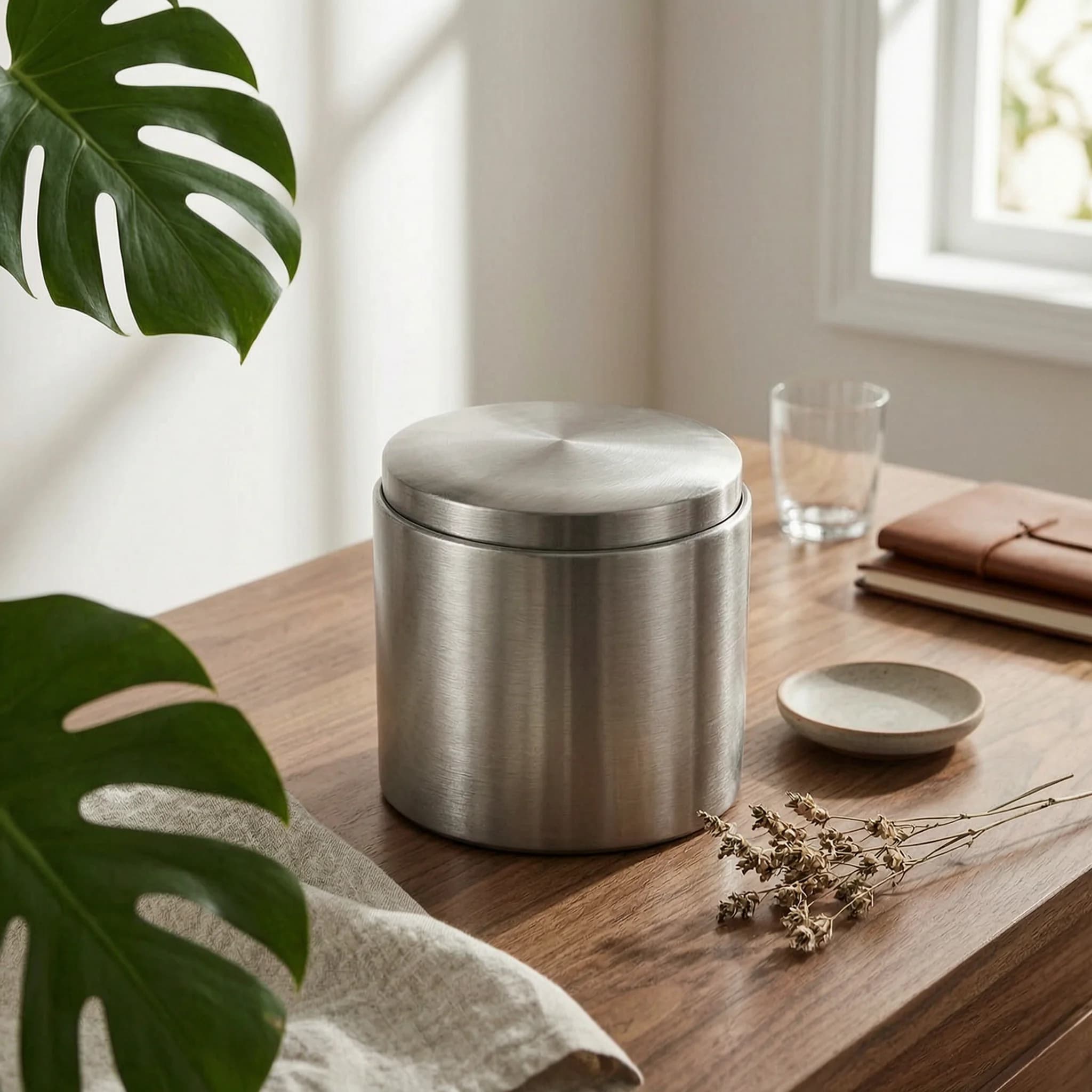 Brushed Steel Trash Can Compact Stainless Steel Trash Can Wastebasket Easy to Clean