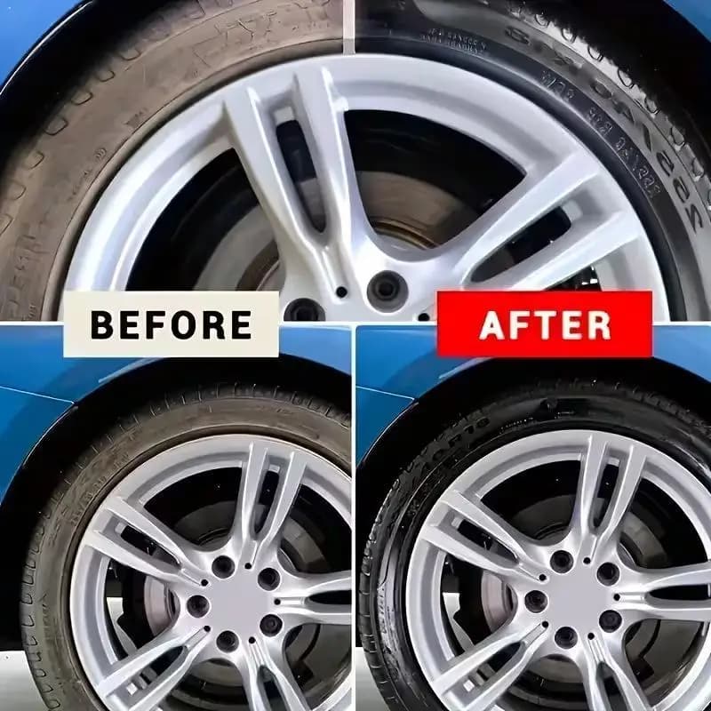 Cera Nera per Pneumatici Auto - Lucidante Nero per Cerchi, Anti-Invecchiamento, Prevenzione Crepe, Restauro Plastica