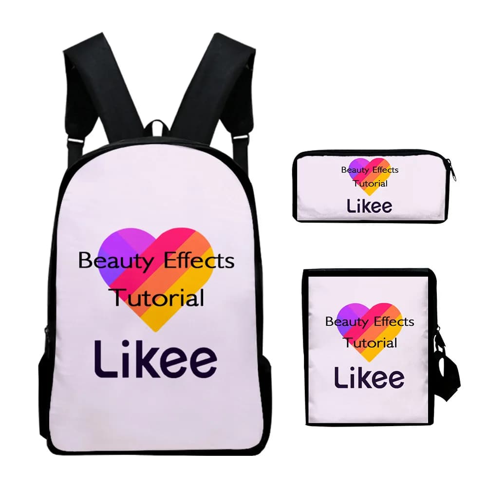 Harajuku Youthful Peculiar Funny Likee 3D Print 3pcs/Set Student Travel bags Laptop Daypack Backpack Shoulder Bag Pencil Case
