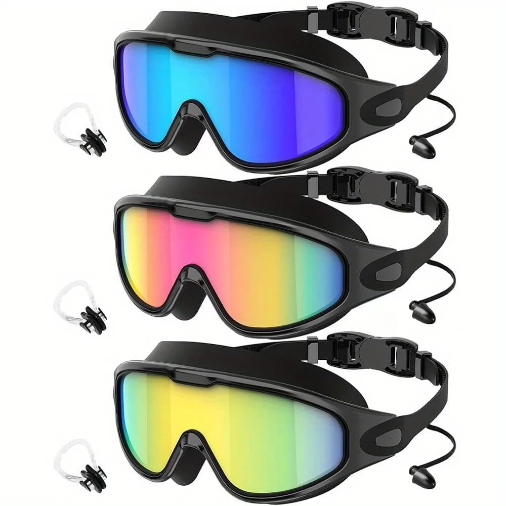 [Set of 3] Classic Lightweight Swimming Goggles – Men’s and Women’s Styles. Comfortable To Wear with No Pressure,