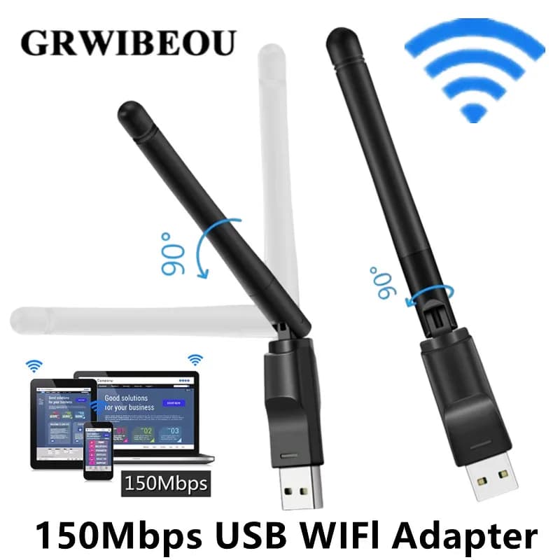 Adattatore WiFi Wireless MT7601 150Mbps USB 2.0, Scheda di Rete 802.11 b/g/n 2.4GHz, Mini Dongle con Antenna per PC e Laptop Windows