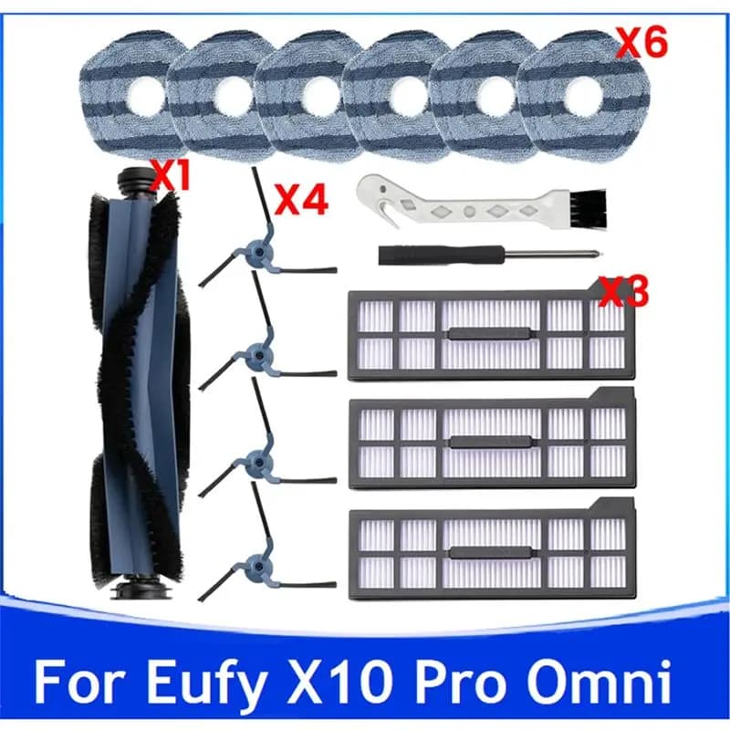 AA94-16PCS Replacement Parts For Eufy X10 Pro Omni Robot Vacuum Accessories Main Side Brush Mop Cloth Pads Hepa Filters