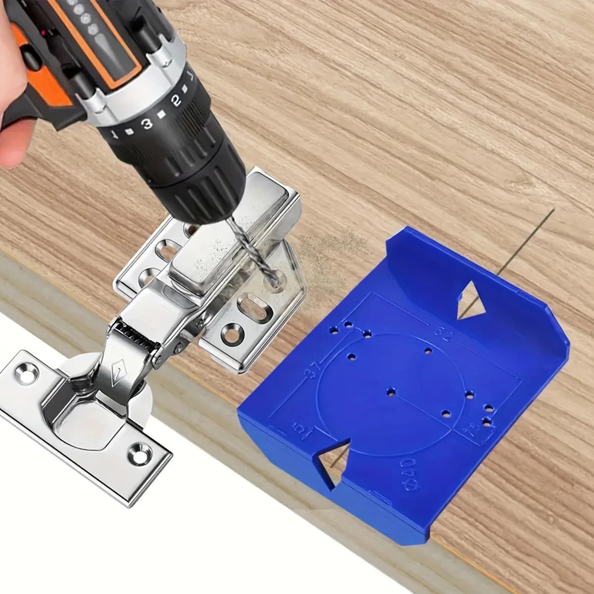 1pc Localizzatore di foratura cerniera Porta dell'armadio Cerniera Punzonatura Posizionamento Righello Modello Lavorazione del legno Cerniera Installazione Strumento ausiliario
