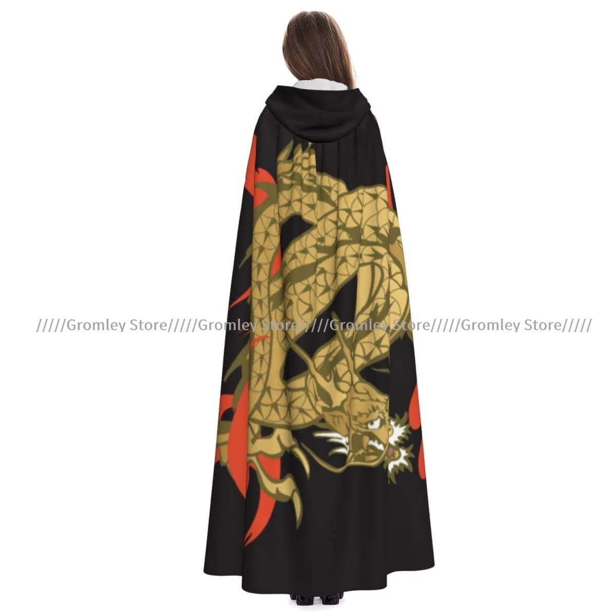 Mantello da Strega Giapponese con Cappuccio, Costume per Cosplay, Mantello Lungo per Feste di Halloween per Adulti