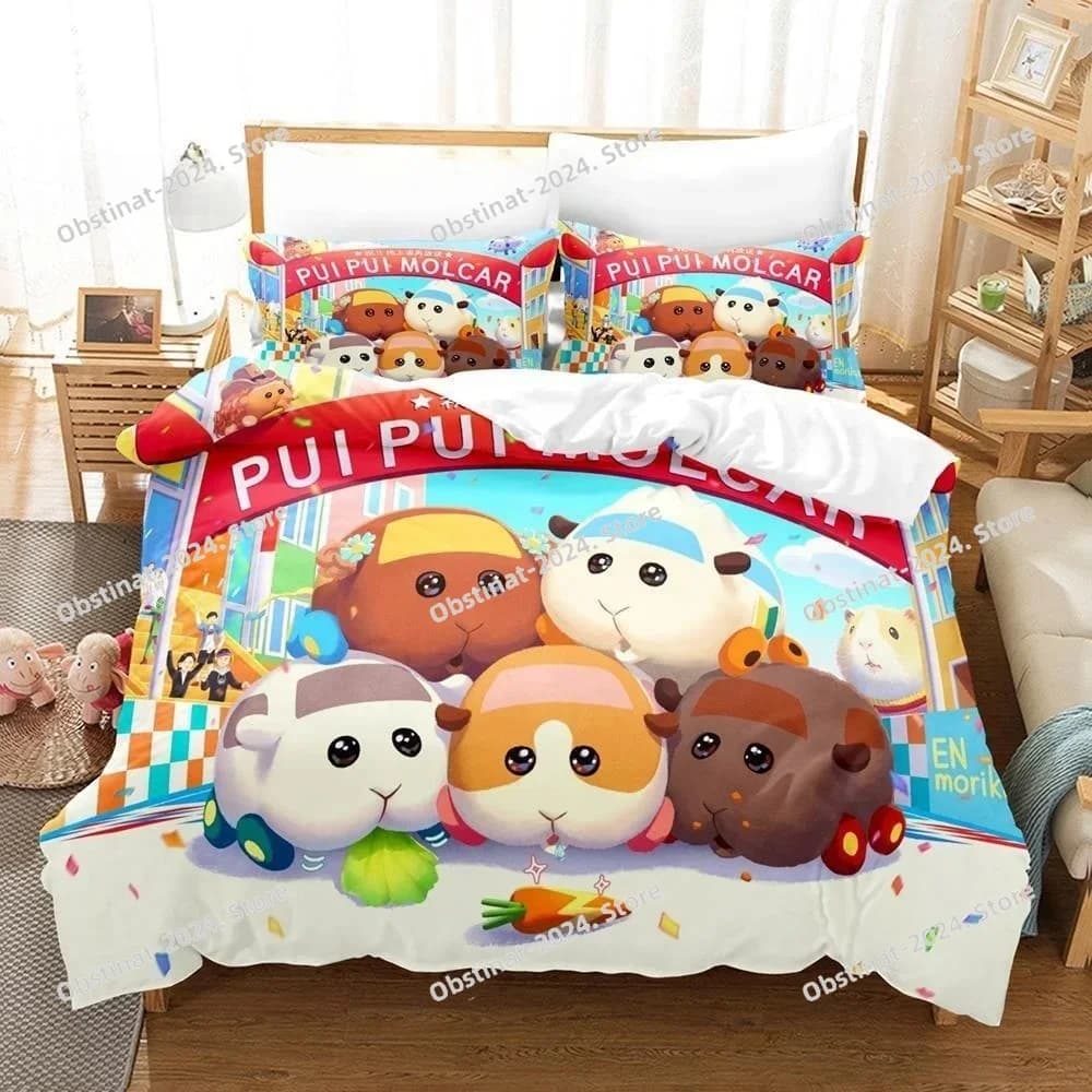Pui Pui Molcar Set biancheria da letto Singolo Twin Completo Queen King Size Set copripiumino per camera da letto per bambini adulti Set lenzuola Anime 3D