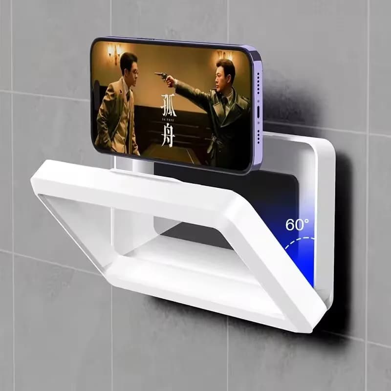 Bathroom Waterproof Phone Holder Home Wall Phone Case Stand Box Self-adhesive Touch Screen Phone Bracket Shower Sealing Storage