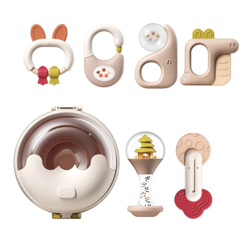 5/6 pezzi creativi in silicone cartone animato sonaglio giocattoli forma animale morbido bambino salute massaggiagengive giocattoli BPA libero anti-masticare