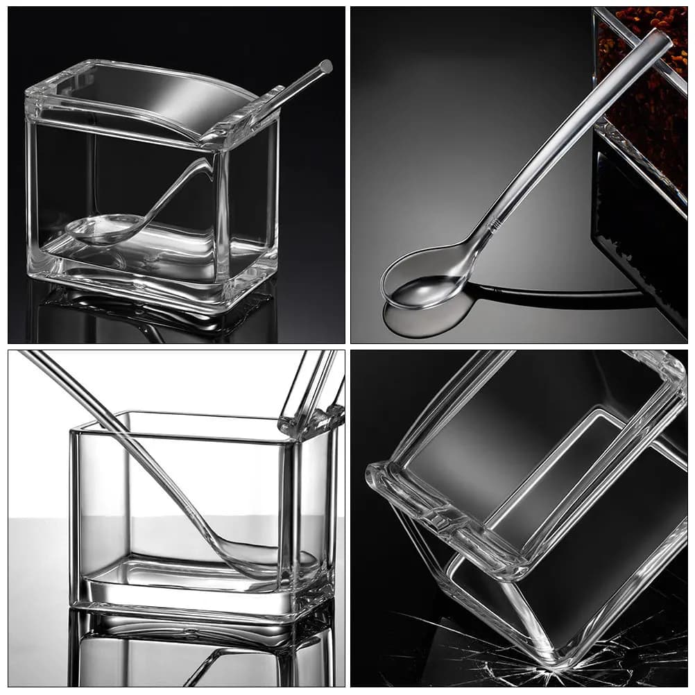 Set di 1 Contenitore per Spezie in Acrilico Trasparente con Coperchi per Cucina Domestica, Facile Identificazione e Conservazione