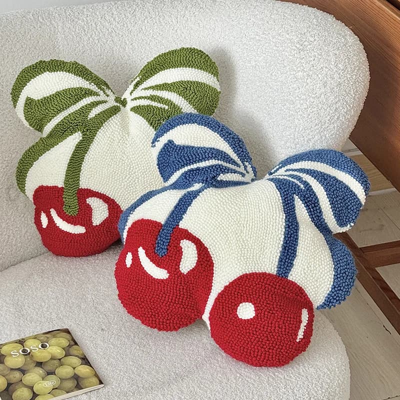 1pcs Beautiful Cherry Ring Velvet Pillow Comfortable and Soft Bedroom Office Cushion Living Room Sofa Multi-purpose Cushion