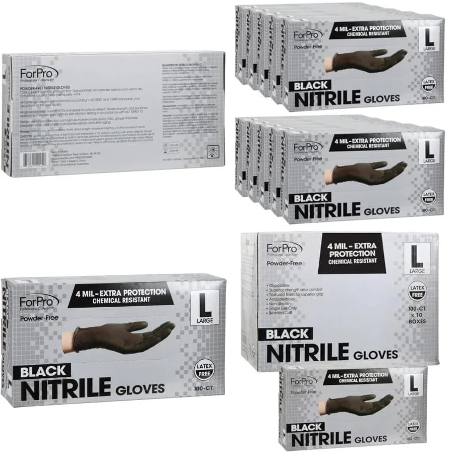 Guanti in Nitrile Monouso ForPro, Resistenti agli Agenti Chimici, Senza Polvere, Senza Lattice, Non Sterili, Adatti per Alimenti, 4 Mil