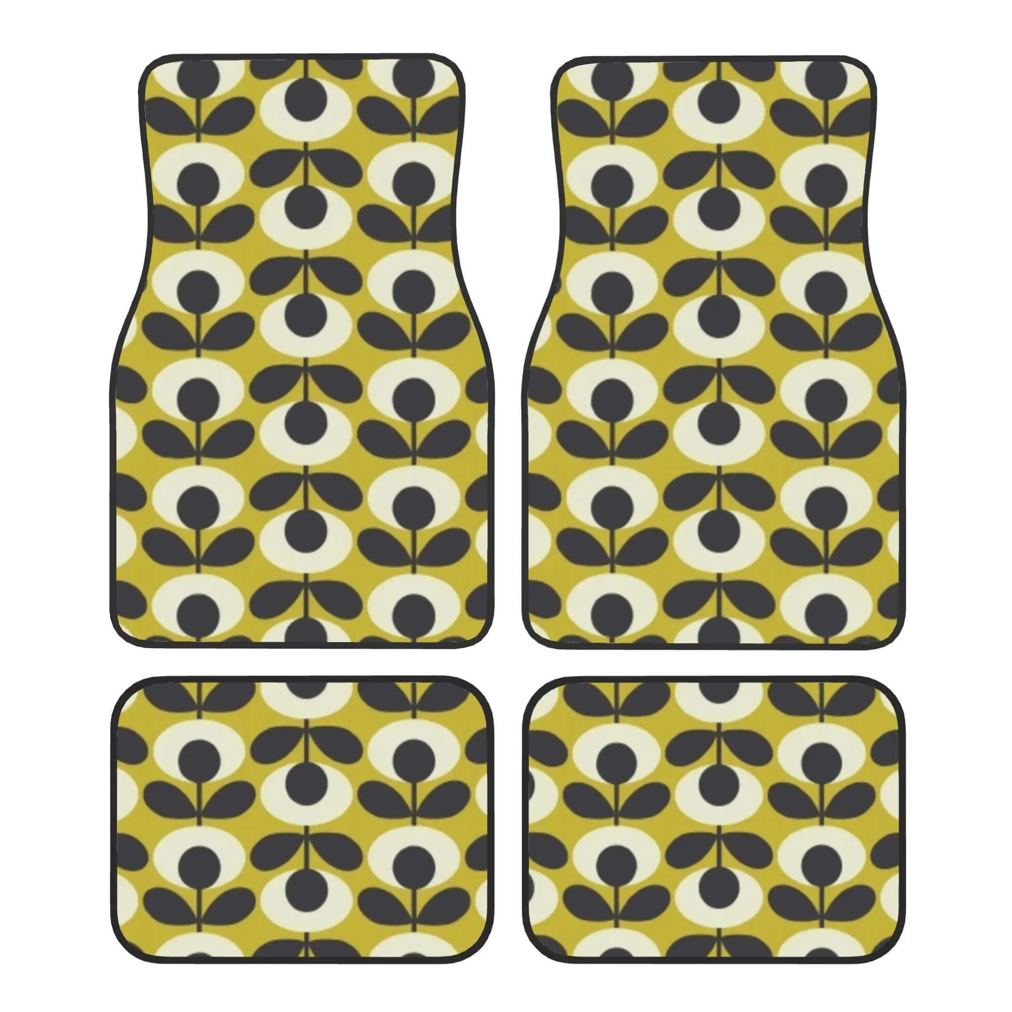 Car Floor Mats 4 Pcs Crystal Velvet Orla Kiely Abstract Universal Front Rear Foot Mats Rugs Geometric Scandinavian Pieces Auto