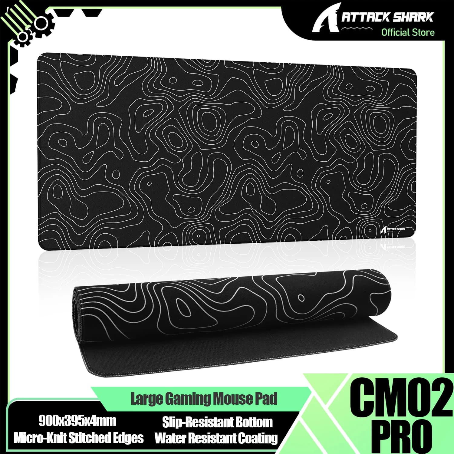 ATTACK SHARK CM02PRO Tappetino per Mouse da Gaming Grande, Rivestimento Resistente all'Acqua, Superficie con Texture Fine Simile alla Sabbia