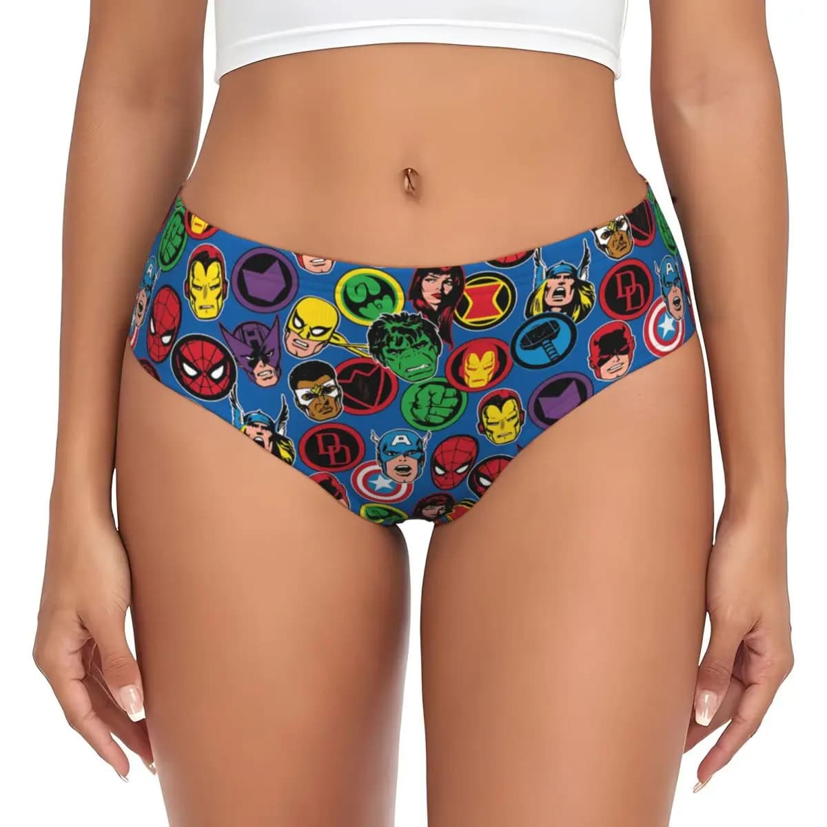 Personalized Women's Slips with Captain America Theme, Conforteble Female Mutandines with Superhero Print