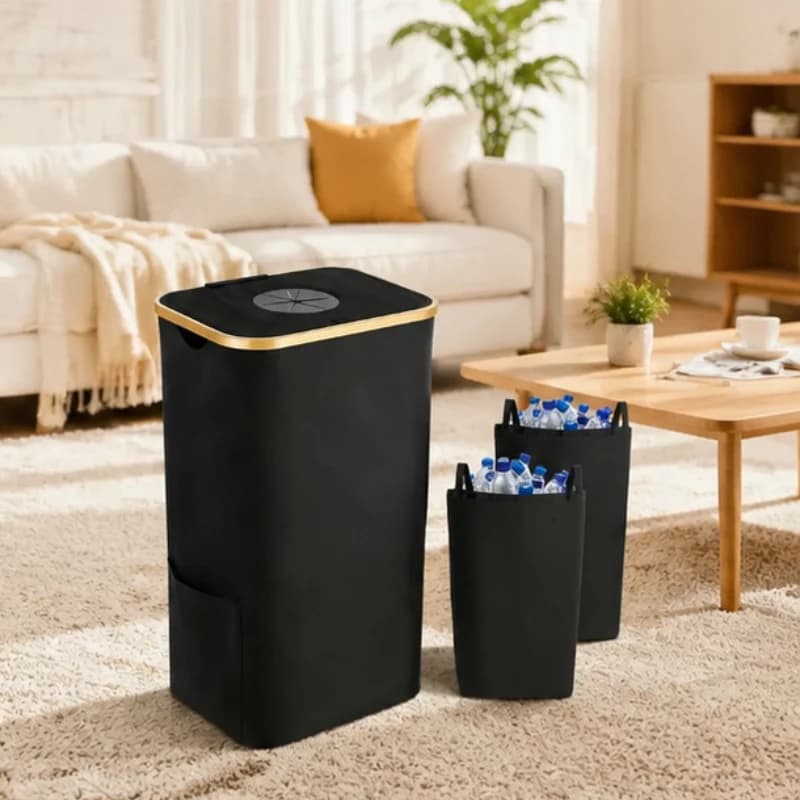 Borsa organizer per bottiglie riciclabili per uso domestico, pieghevole, design leggero, per la selezione delle bottiglie e l'uso regolare come contenitore per rifiuti.