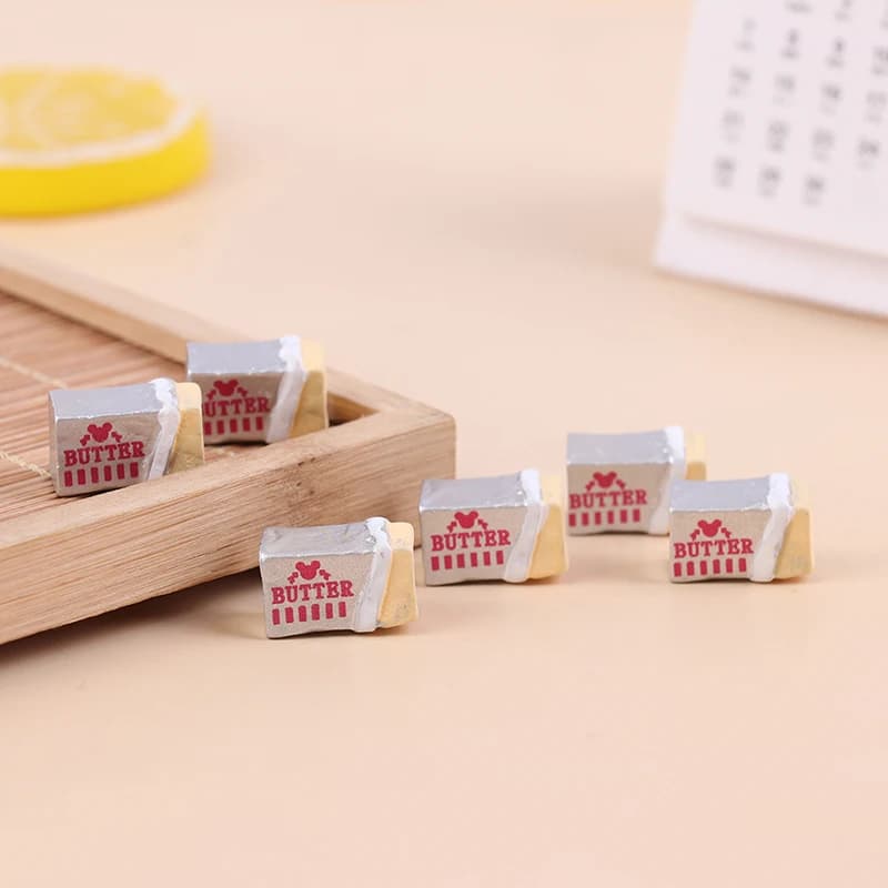 6 pezzi simulazione cibo burro in miniatura finta cucina fai da te pane Set giocattolo colazione stoviglie casa delle bambole accessori